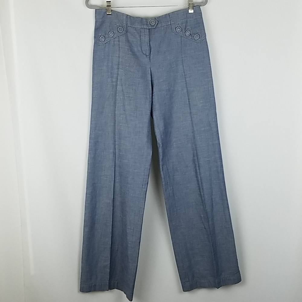 Elevenses Antro women 8 wide leg sailor pant button front costal Preppy Academia